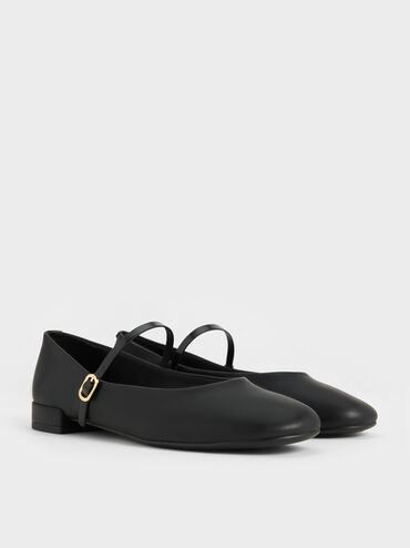 Gertrude Round-Toe Mary Janes, Black, hi-res
