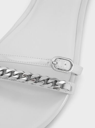 Georgie Chain Ankle-Strap Flats, Light Grey, hi-res