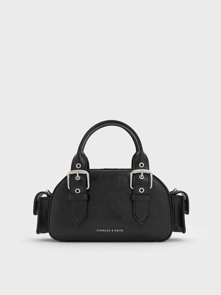 Blaise Buckle-Strap Side-Pocket Bowling Bag, Noir, hi-res