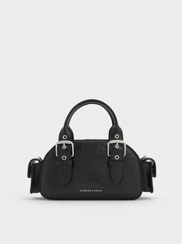 Blaise Buckle-Strap Side-Pocket Bowling Bag, Noir, hi-res