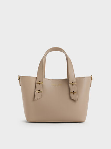 กระเป๋าโท้ทมินิพร้อมหูจับแบบคู่รุ่น Shania, สีโทป, hi-res