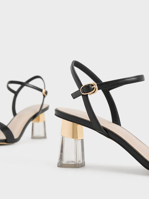 Clear Trapeze Heel Sandals, , hi-res
