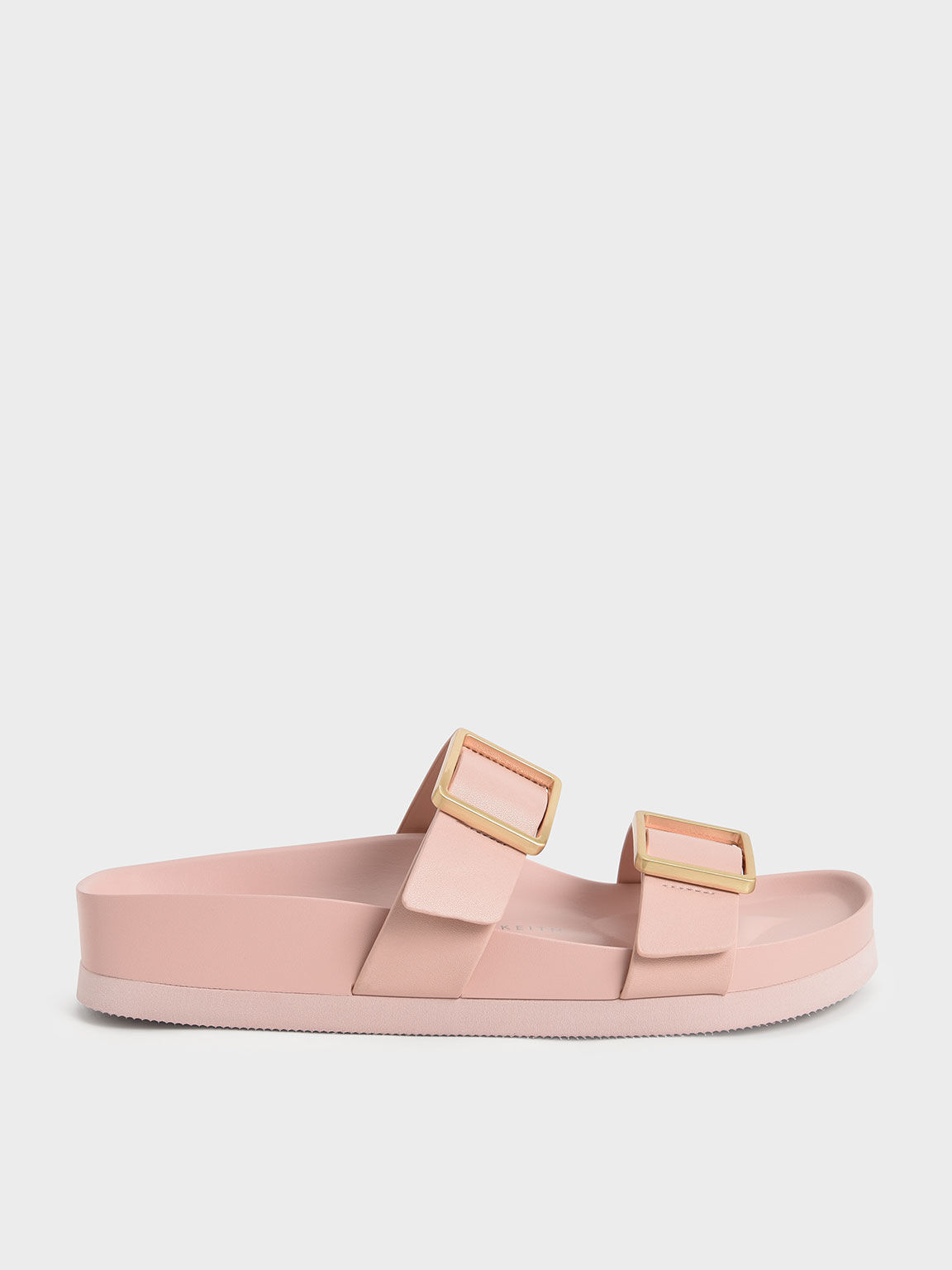 Light Pink Metallic Buckle Slide Sandals CHARLES KEITH TH