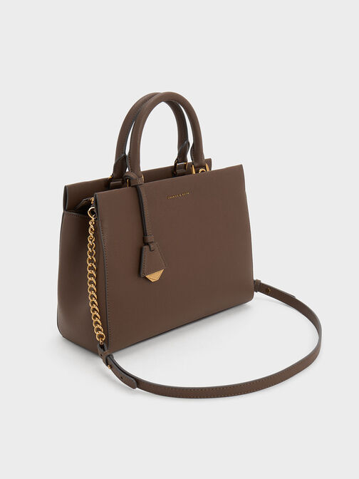 Mirabelle Structured Top Handle bag, Dark Brown, hi-res