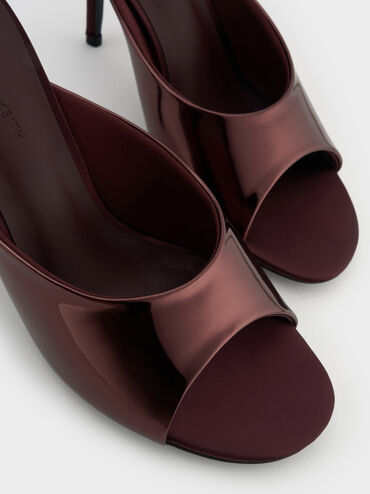 รองเท้าเปิดส้นหนังแก้วดีไซน์ส้นเข็ม, สีเบอร์กันดี, hi-res