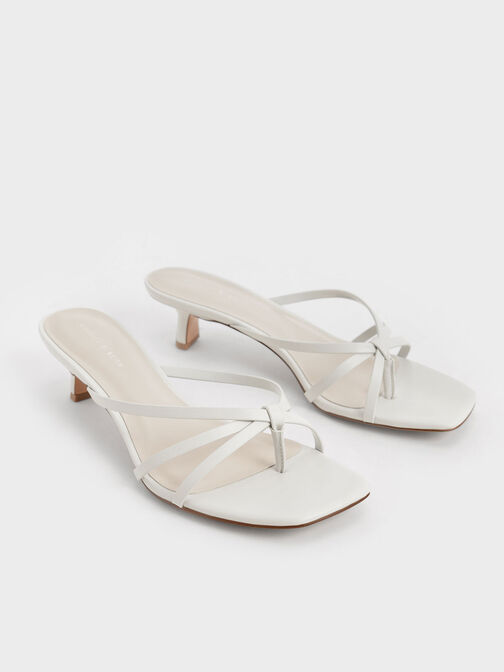 Strappy Heeled Toe-Loop Sandals, , hi-res