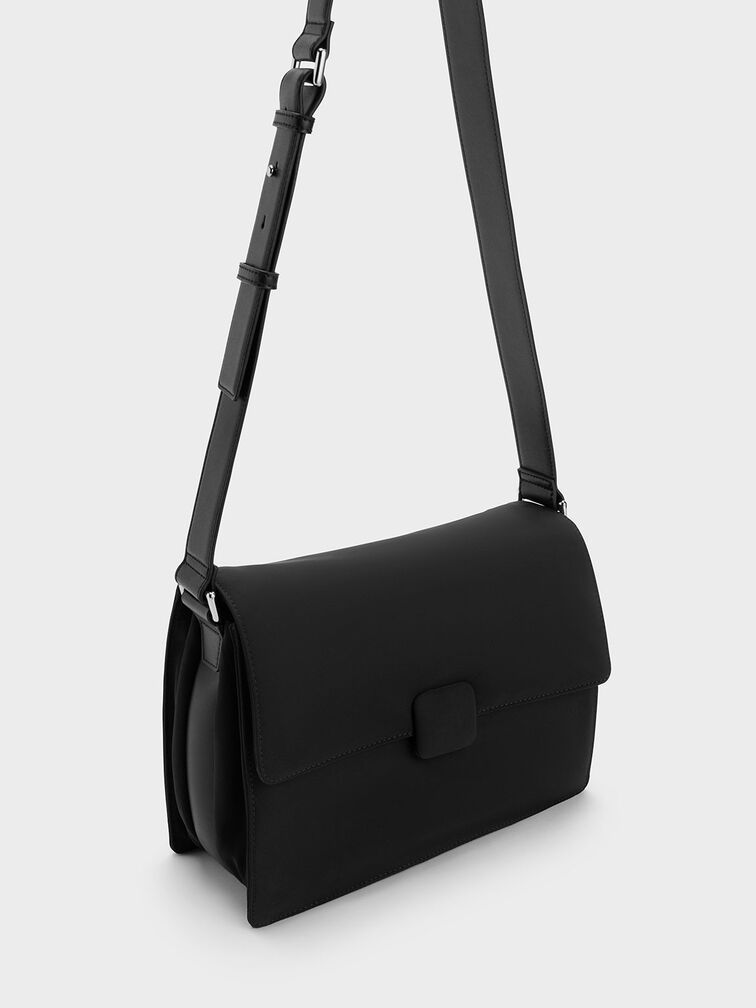 Koa Nylon Crossbody Bag, สีดำ, hi-res
