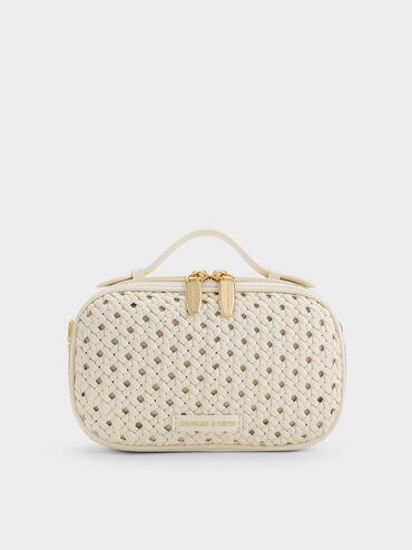 Azure Woven Crossbody Bag, Cream, hi-res