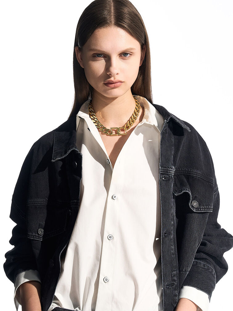 Gabine Chain-Link Choker Necklace, Gold, hi-res