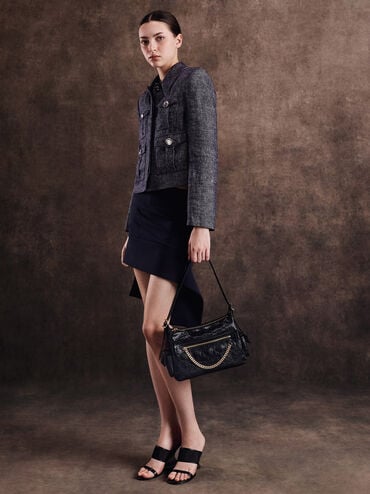 Duo Quilted Shoulder Bag, Black, hi-res