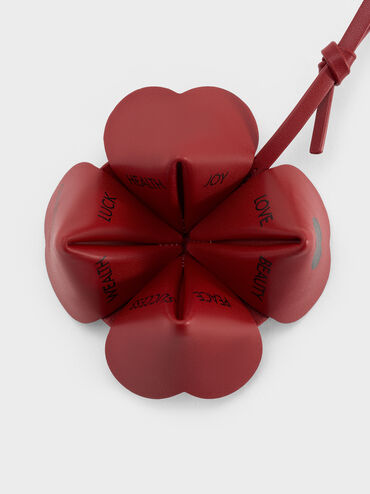 ชาร์มรูปหัวใจดีไซน์โคลเวอร์สี่แฉก, สีโทเมโทเรด, hi-res