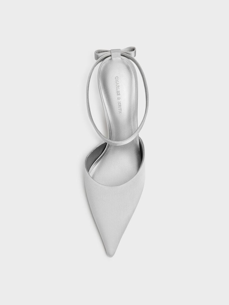 Brantley Bow Pointed Stiletto Mules, Grey, hi-res