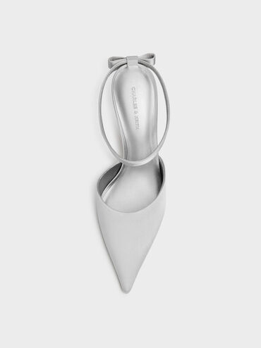 Brantley Bow Pointed Stiletto Mules, Grey, hi-res