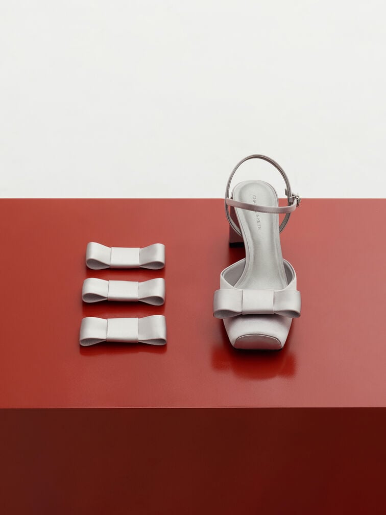 Brantley Bow Ankle-Strap Pumps, Grey, hi-res