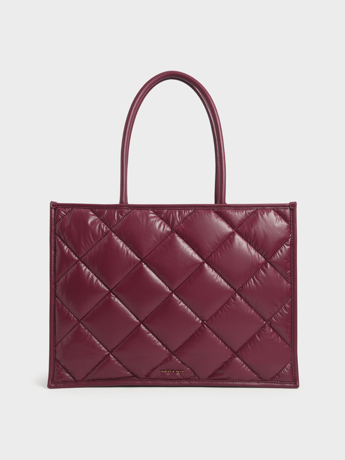 Celia Double Handle Quilted Tote Bag, Burgundy, hi-res