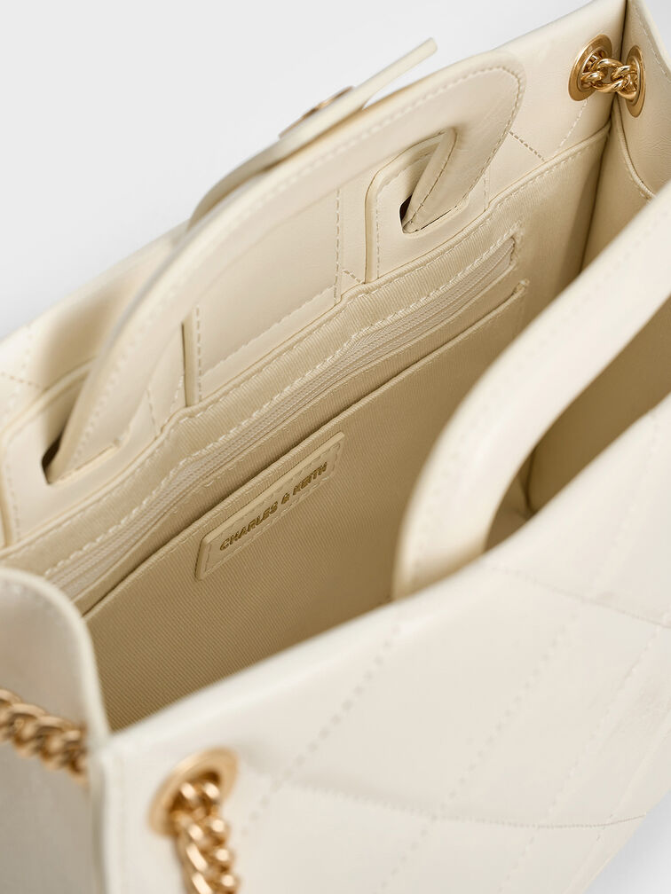 Apfra Quilted Chain-Handle Bag, Cream, hi-res