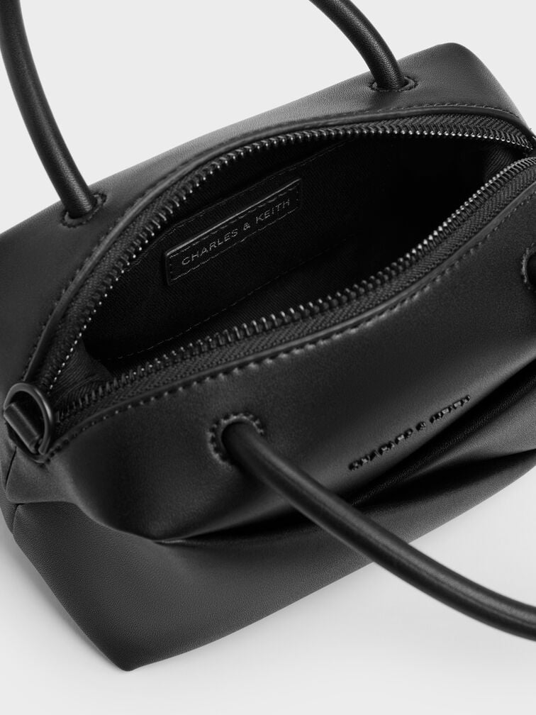 กระเป๋าโบว์ลิ่งดีไซน์ลายเรขาคณิตรุ่น Midori, สีดำอะไหล่สีดำ, hi-res