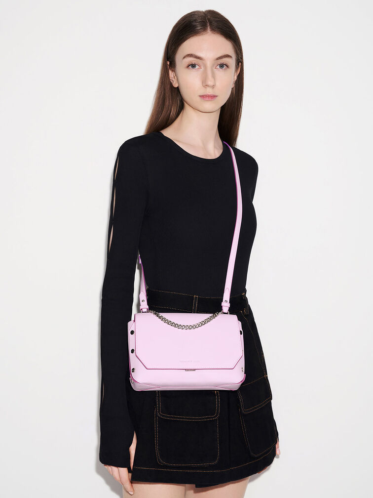Metallic Accent Front Flap Bag, , hi-res