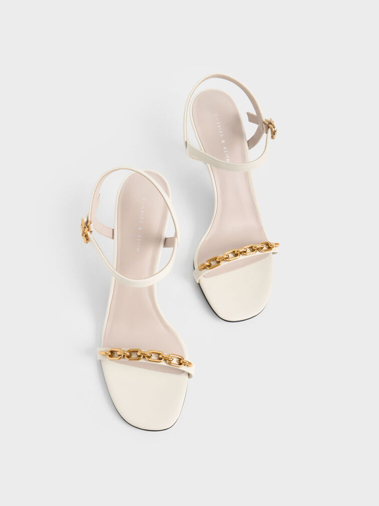 Chain Link Heeled Sandals, Chalk, hi-res
