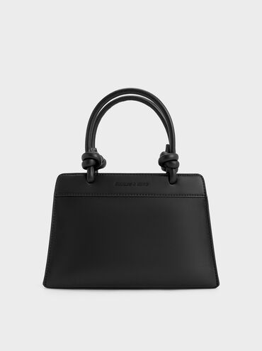 Sabine Knotted-Handle Trapeze Tote Bag, Jet Black, hi-res
