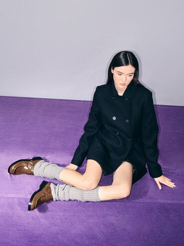 Buckled-Strap Loafers, Brown, hi-res