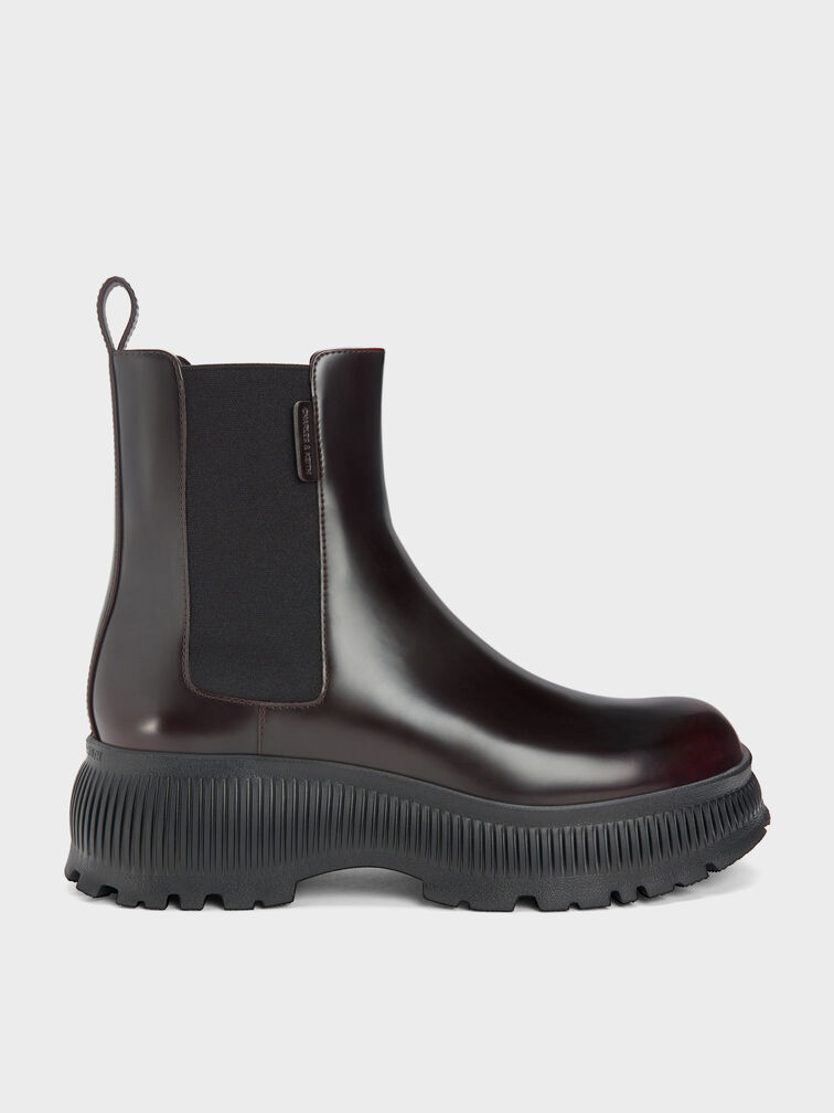 Darra Ridged-Sole Ankle Boots, Burgundy, hi-res