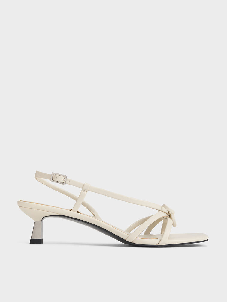 Bow Strappy Heeled Thong Sandals, Chalk, hi-res
