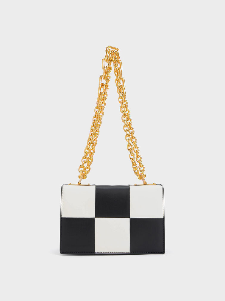 Georgette Chain Handle Checkered Bag, , hi-res