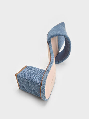 Denim Quilted-Heel Mules, Denim Blue, hi-res
