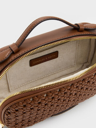 กระเป๋าสะพายข้างดีเทลงานสานรุ่น Azure, สีช็อคโกแลต, hi-res