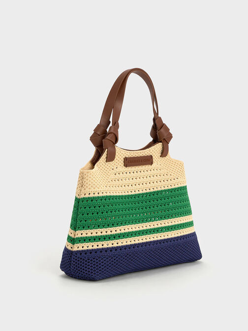 Ida Striped Knotted Handle Tote Bag, , hi-res