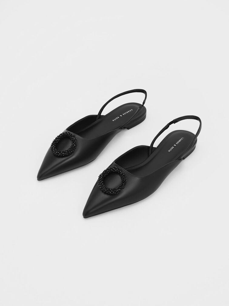 Beaded Circle Slingback Flats, , hi-res