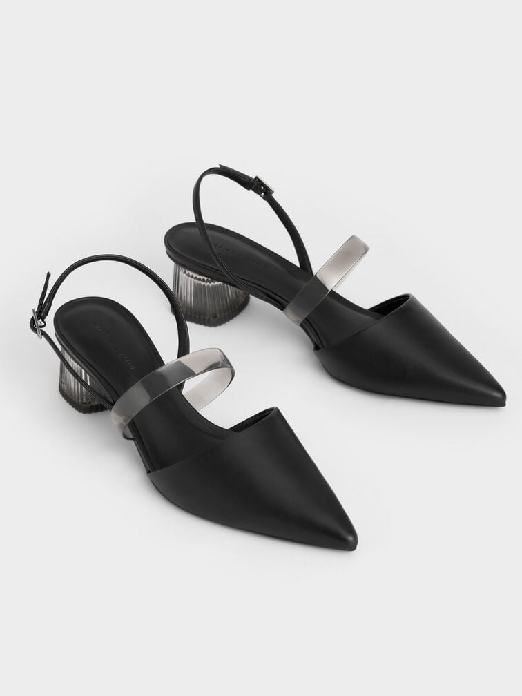 Black Clear Strap Slingback Pumps - CHARLES & KEITH TH