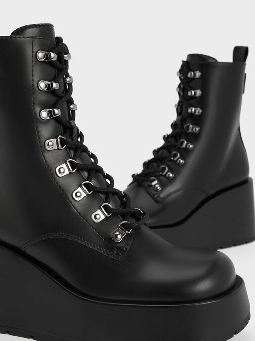 Lace-Up Platform Wedge Ankle Boots, , hi-res