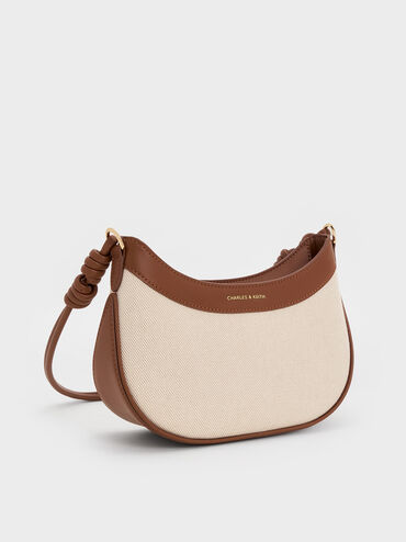 Sabine Canvas Knotted-Strap Curved Shoulder Bag, Chocolate, hi-res