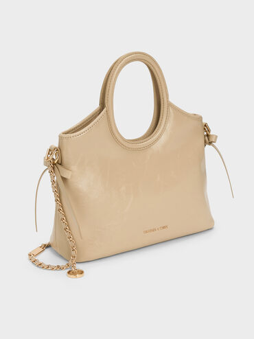 Mini Dalia Bow Oval-Handle Tote Bag, Sand Beige, hi-res