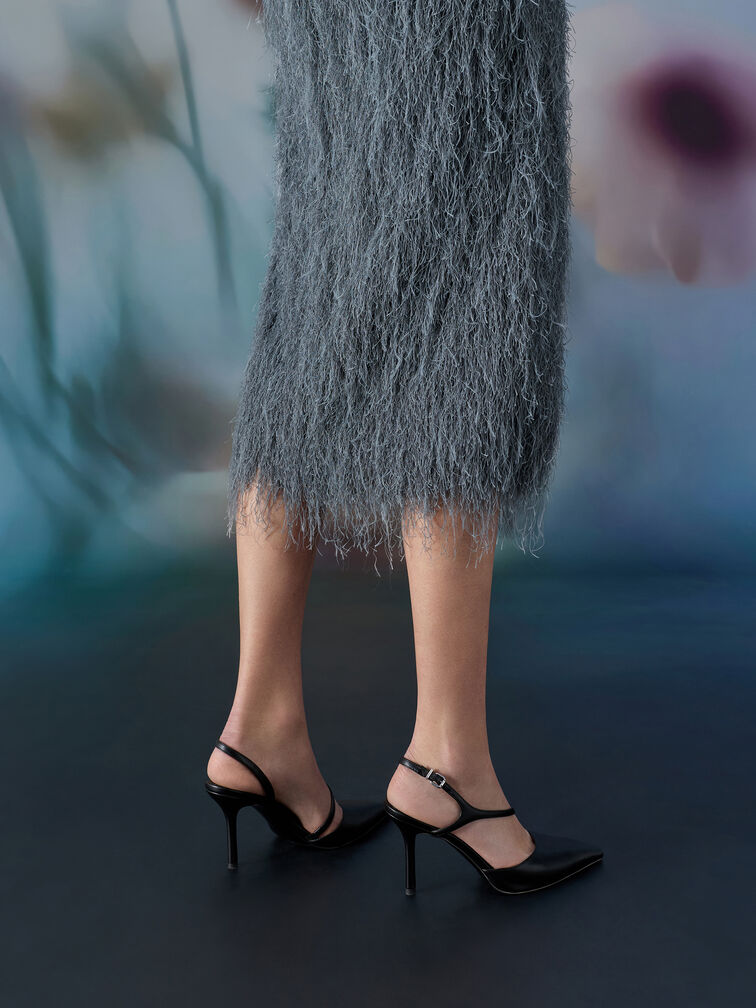 Cordelia Pointed Slingback Pumps, Black, hi-res