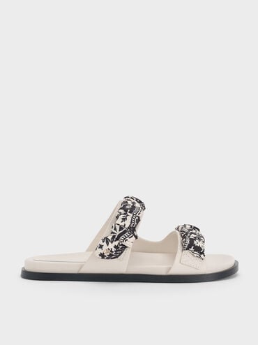 Tayari Leather Printed Double-Strap Sandals, Chalk, hi-res