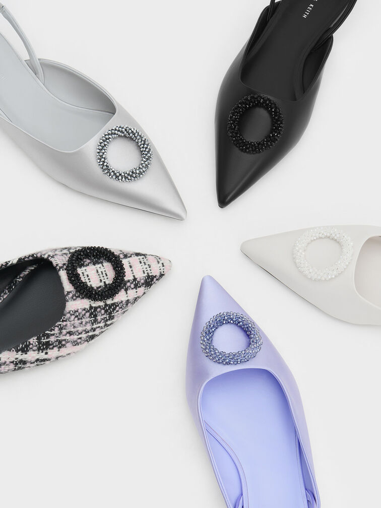 Beaded Circle Slingback Flats, , hi-res