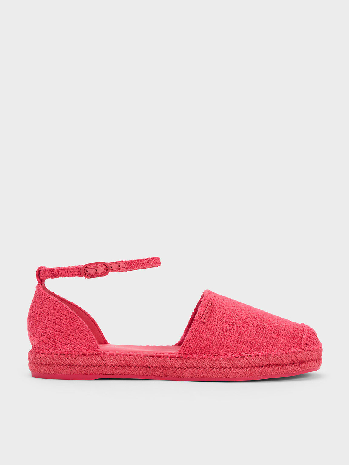 Fuchsia Woven Ankle Strap Espadrille Flats CHARLES KEITH TH