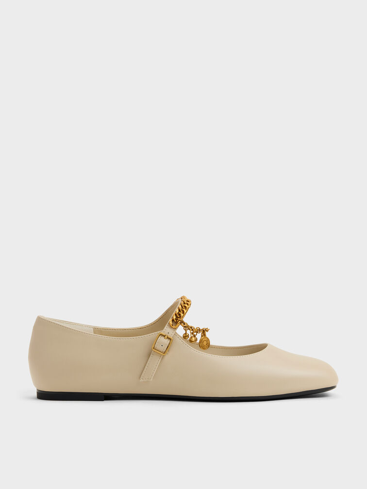 Double-Chain Charm Mary Jane Flats, Chalk, hi-res