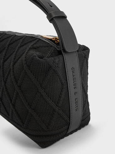 Willa Knitted Shoulder Bag, Black, hi-res