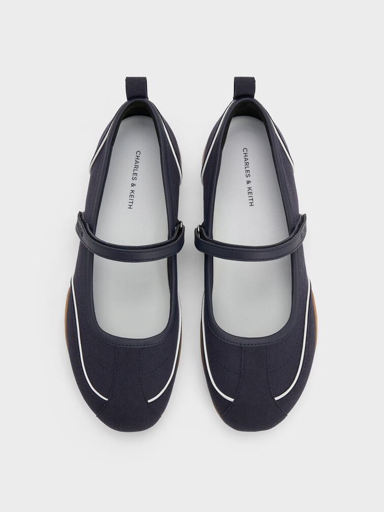 Louise Contrast-Trim Mary Jane Sneakers, Dark Blue, hi-res