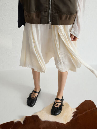 Aether Lace-Up Split-Toe Mary Jane Flats, Black, hi-res