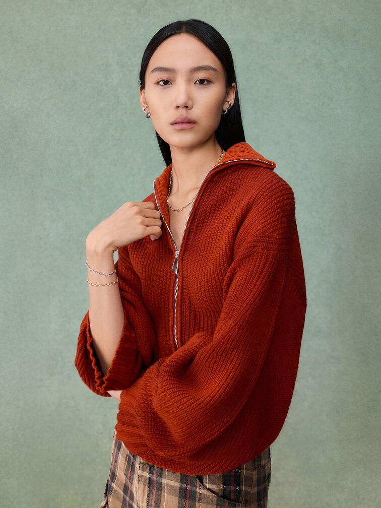 Emilia Wavy Stud Earrings, Silver, hi-res