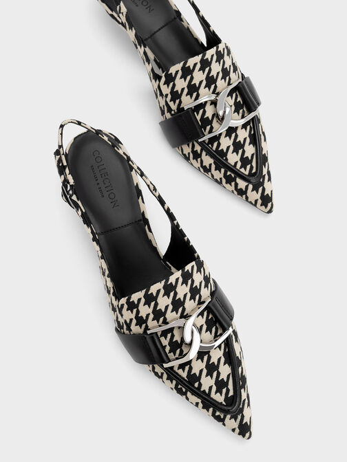 Gabine Leather Houndstooth Slingback Pumps, , hi-res