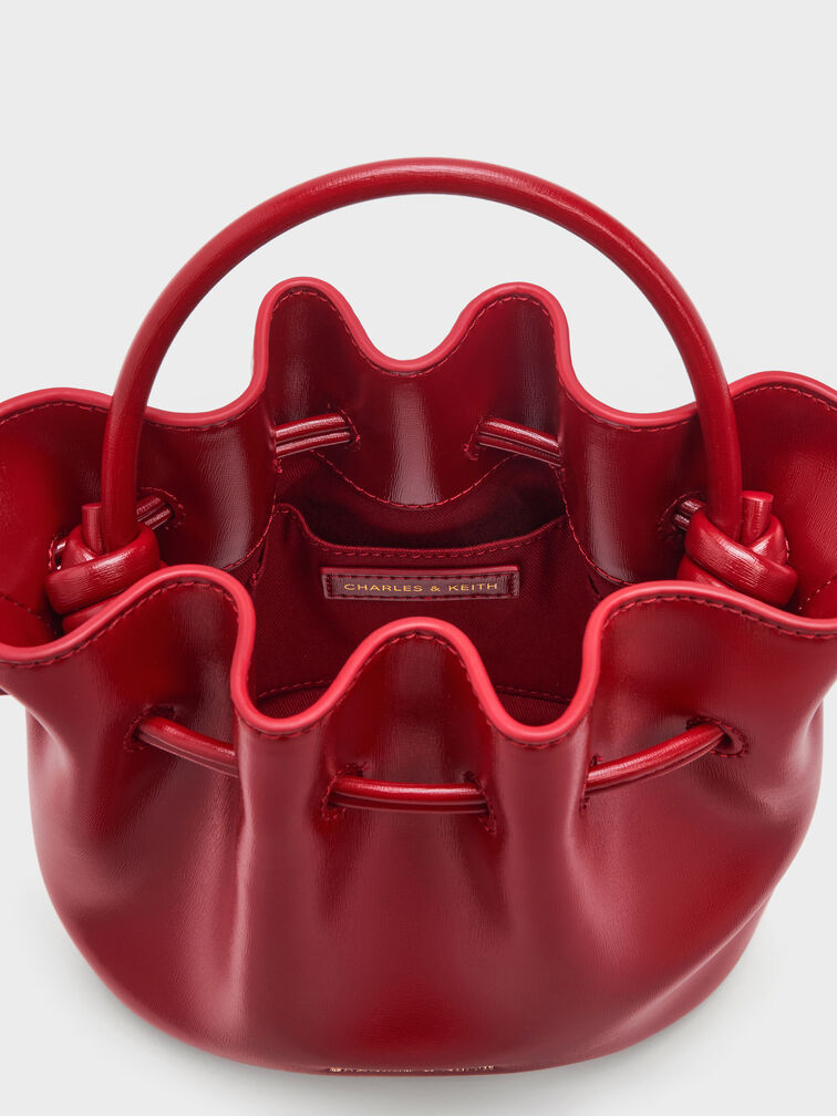 Sammie Horse-Motif Drawstring Bucket Bag, Tomato Red, hi-res