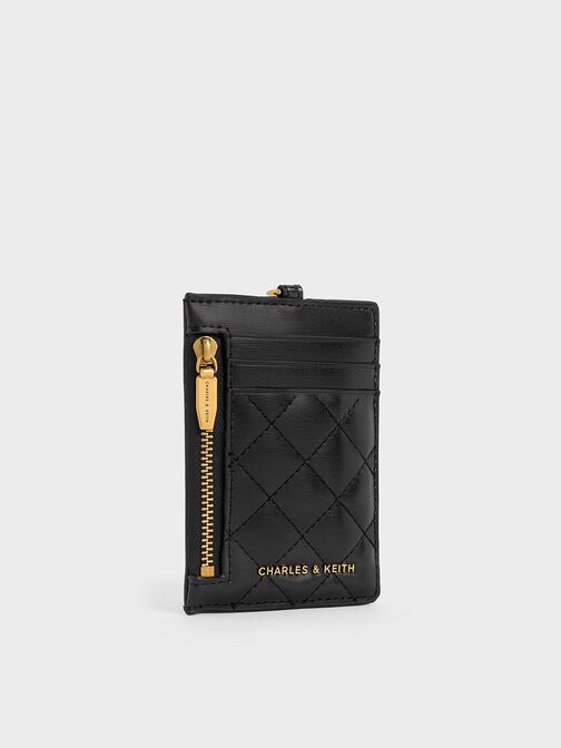 Wisteria Quilted Braided-Strap Card Holder, Black, hi-res
