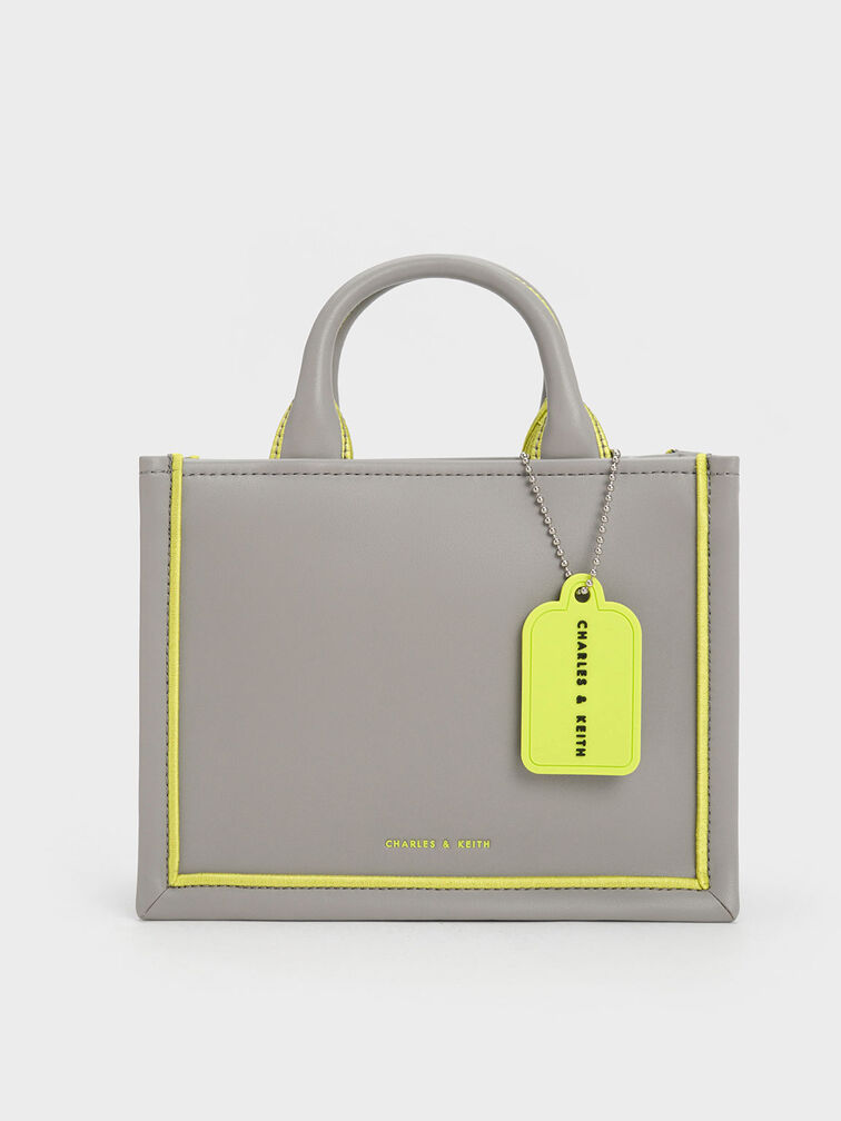 Mini Jump Contrast-Trim Tote Bag, , hi-res