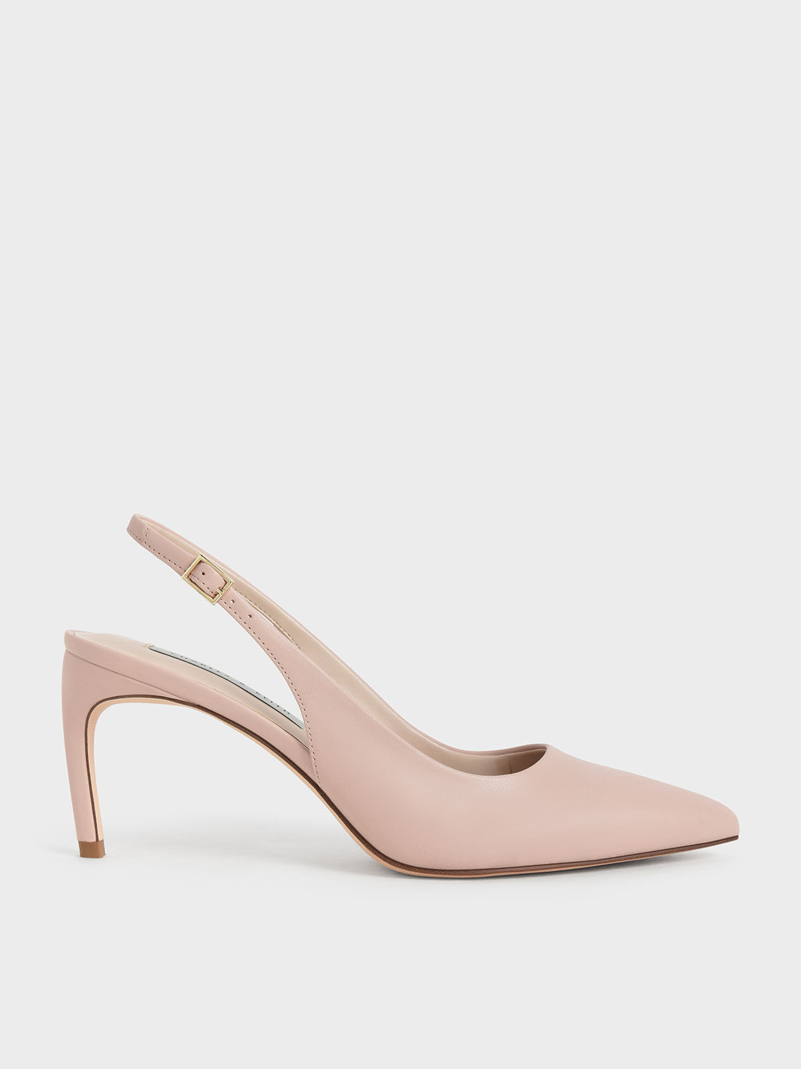 Nude Curved Heel Slingback Pumps 